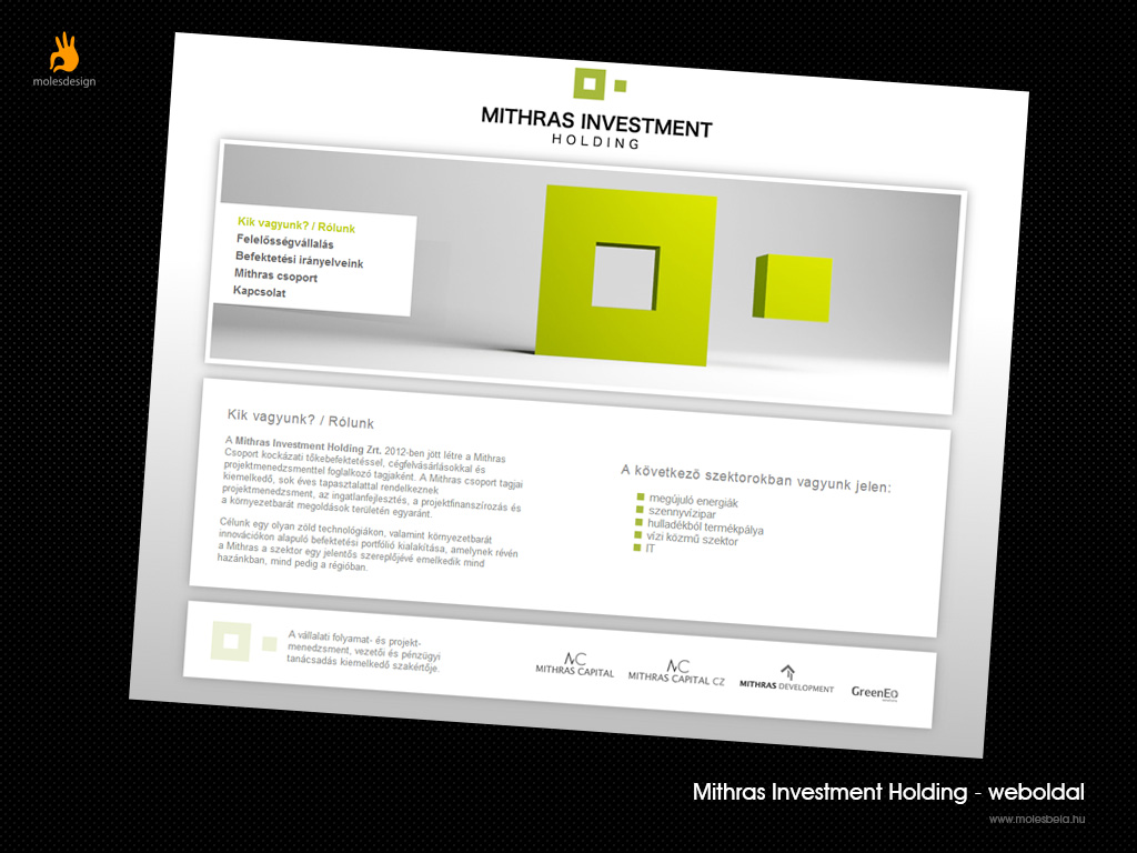 Mithras Investment Holding - weblaptervezés