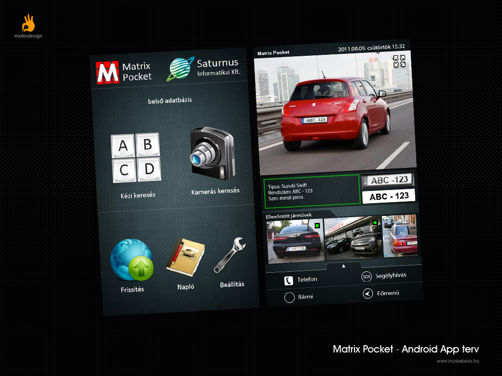 Matrix Pocket - Rendszámfelismerő applikáció design