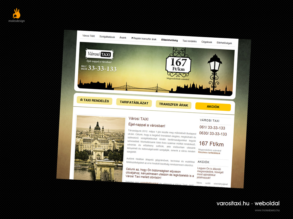 Városi Taxi - weblaptervezés